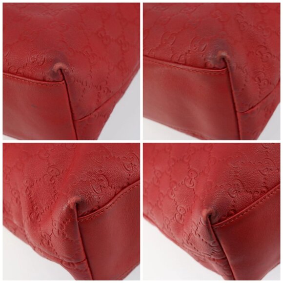 GUCCI GG Canvas Guccissima Tote Bag Leather Gold Red 211137 Auth 146617 - Picture 14 of 16